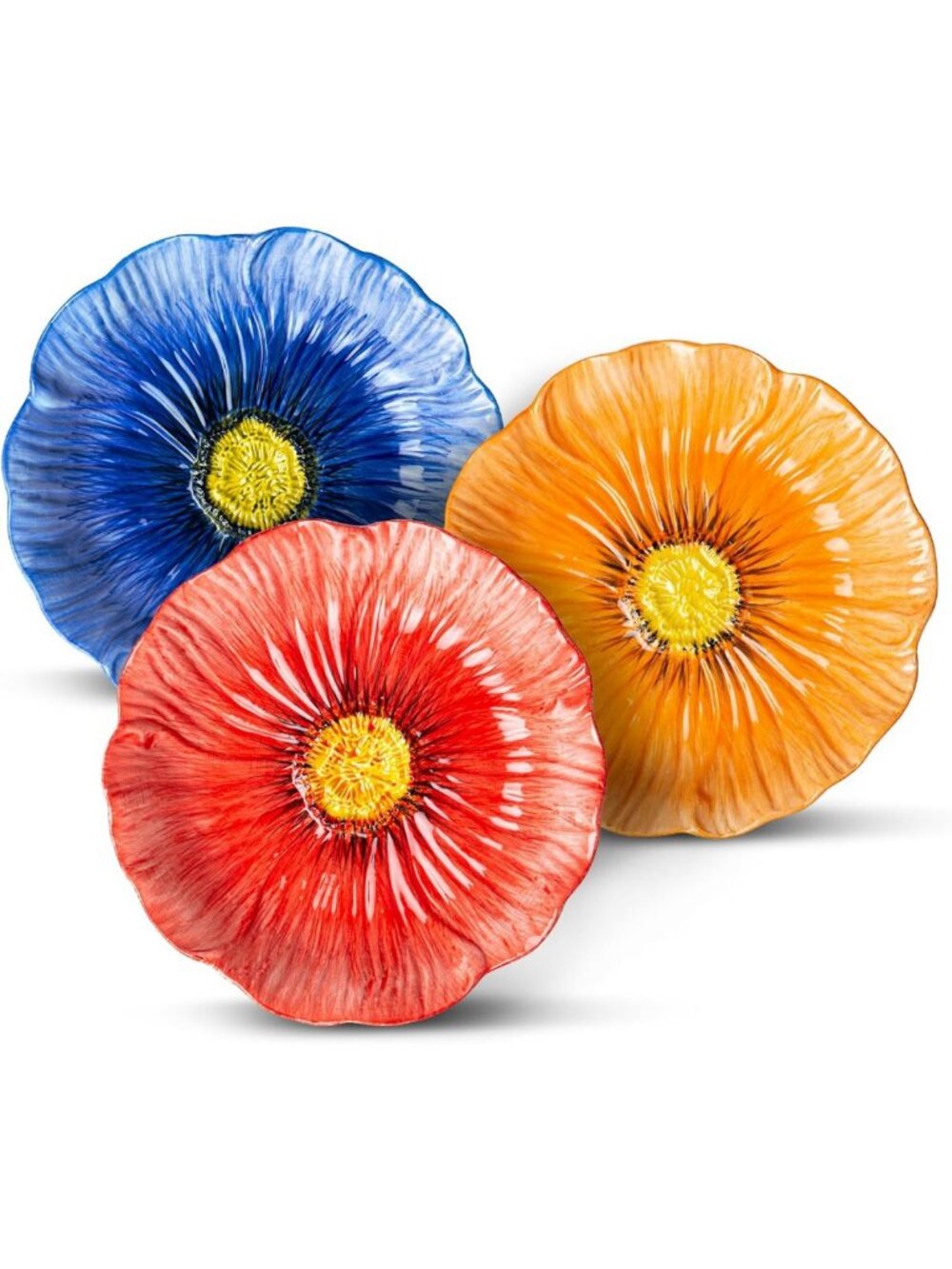 Set of 3 Decorative 8-Inch Ceramic Salad Plates - Stylish Home Dining Essentials